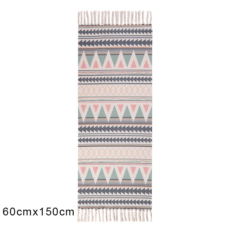 60cmx150cm Rainbow Хлопок и лен ковер Бохо коврик для дома Спальня пол прикроватный коврик с кисточками одеяло PI669 - Цвет: 60cmx150cm Rainbow