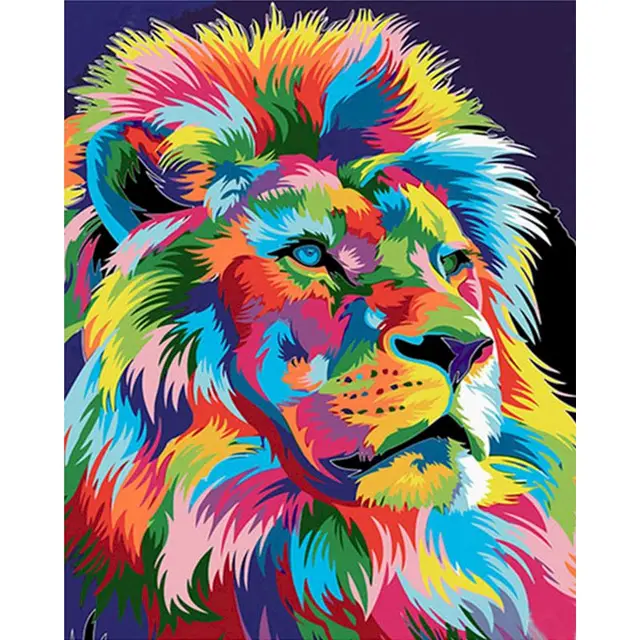 PhotoCustom DIY Paint By Numbers Animals For Adults Picture By Numbers Colorful Cat Acrylic 60x75cm Modern Home Decor 99370