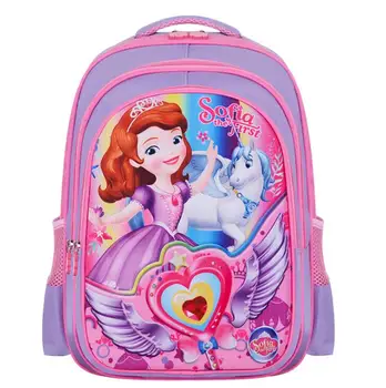 

Disney Princess Sophia Three layer zipper large capacity Backpack Nylon Waterproof schoolbag for Girls Frozen Elsa Girls Bookbag