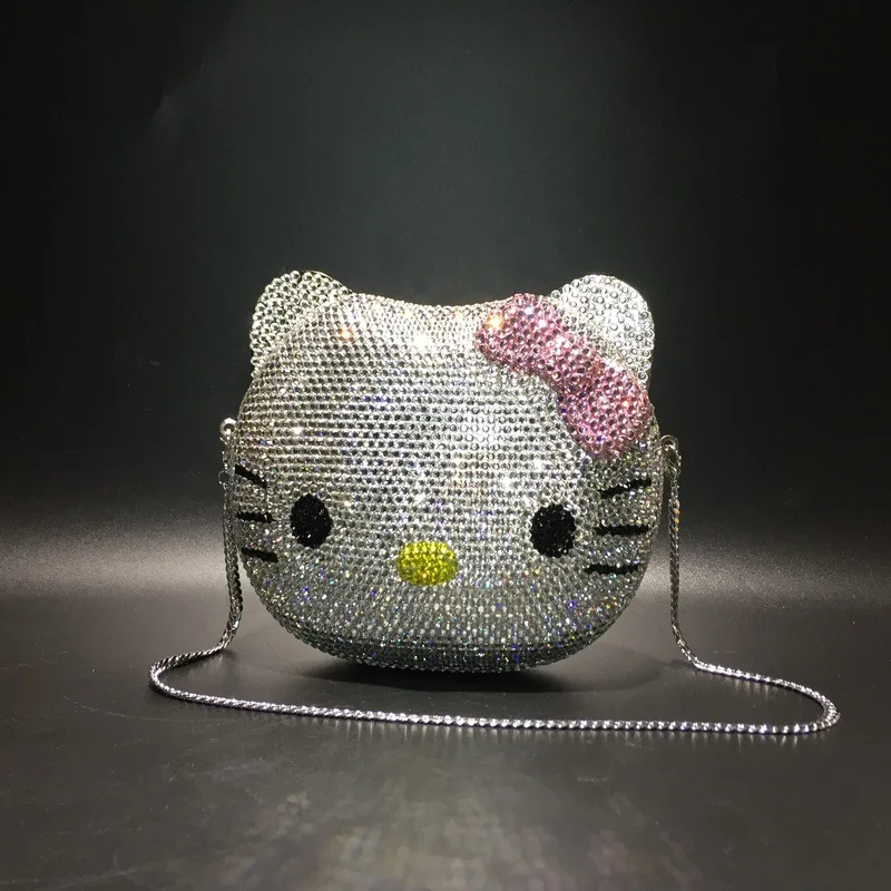 Ручная работа, стразы KT Cat, сумка для женщин, роскошные сумки, женские сумки, дизайнерские женские ручные сумки, Hello Kitty, алмазная сумка-мессенджер
