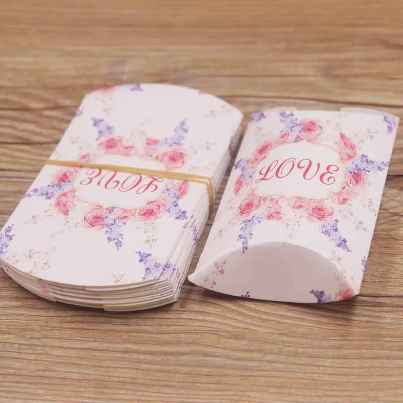 box as pic Feiluan20pcs коробочка для конфет, в форме подушечки белый/коричневый 8x5,5x2 см Розовый фламинго удача бумажные коробки для подарков diycontract пакет подушки коробка - Цвет: box as pic