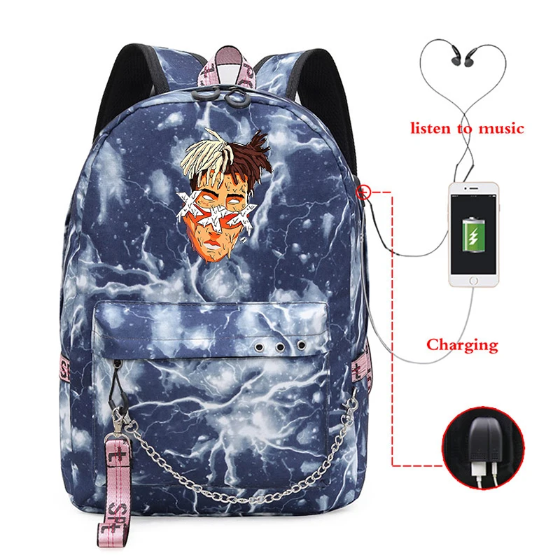 XXXTentacion принт рюкзак Mochilas Harajuku USB школьная сумка для девочек Для женщин Колледж рюкзак для путешествий для ноутбука рюкзак дорожная сумка - Цвет: Girls Backpacks 14