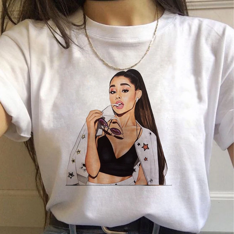 Ariana grande, женская футболка, одежда для девочек, ulzzang, Повседневная футболка, harajuku, ulzzang, kawaii, 90 s, футболка, Женский Топ, футболка, уличная одежда