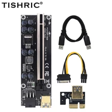 Tishric ver009s plus pcie pci riser cartão ver 009s express 1x 4x 8x 16x adaptador extensor sata 15pin para 6 pinos btc mineração mineiro