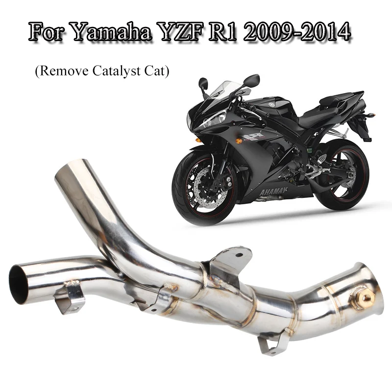 Для 2009- Yamaha R1 выхлопная система средняя труба Замена катализатора кошачий мотоцикл Выхлопная средняя Соединительная труба без шнуровки Модифицированная
