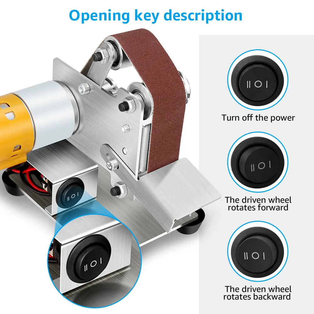 FIRECORE 30MM Belt Sander Grinder Knife Sharpener Mini Electric Belt Sander Multifunctional Home DIY Polishing Grinding Machine 4