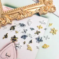 Breloques en alliage de métal pour nail art, accessoires de bijoux rétro, or, argent, équation d'abeille, rivet, fournitures de décorations, 100 pièces, N64.Accesorios 5