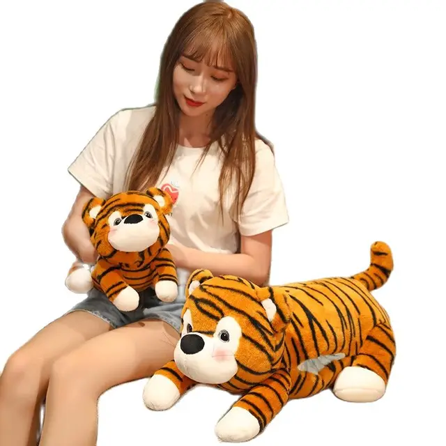 Cartoon three-in-one tiger pillow hand cover doll home decoration ornaments baby soothing playmate hand puppet animal plush toy 1