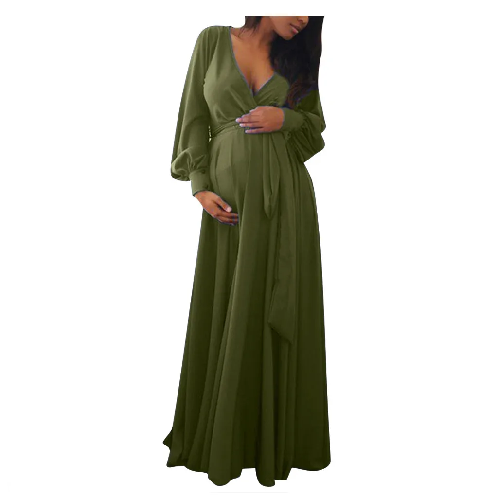 ARLONEET элегантное сексуальное платье для беременных с глубоким v-образным вырезом и длинным рукавом, с оборками уздечка пикантное платье vestidos де maternidad elegantes
