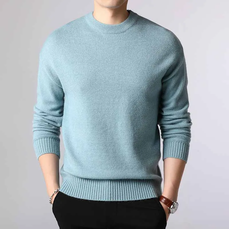 Light Blue Мебель для спальни YUSHU Для мужчин свитер Новое поступление Повседневное шерстяной пуловер; сезон осень; мягкая теплая Вязание свитер Slim Fit Модная вязаная одежда Костюмы - Цвет: Light Blue