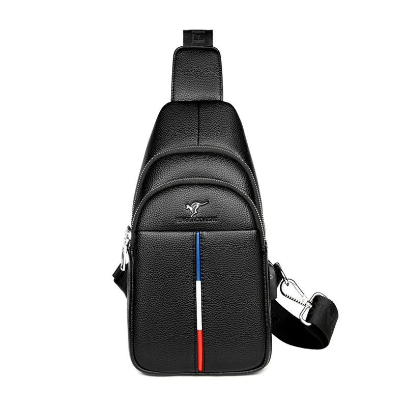 

New Style PU Leather Vertical Stripe Men Chest Bag Fashion Men Chest Bag Recruit Agents
