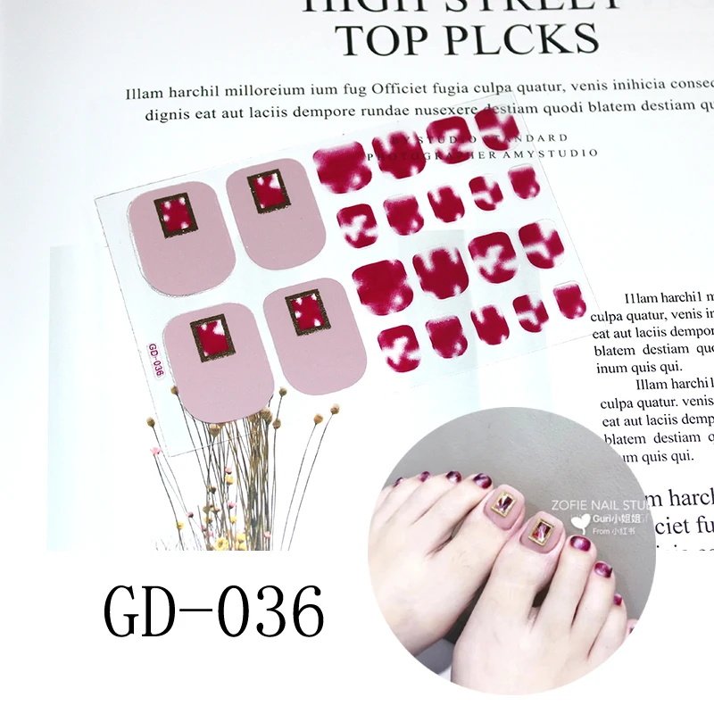 GD036 1 шт наклейки для ногтей DIY 3D наклейки полоски красный плед Советы Маникюр наклейки для ногтей новые наклейки для ногтей - Цвет: GD036