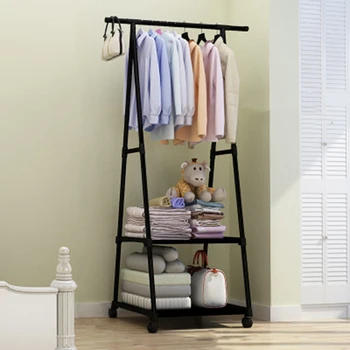

Floor-Standing Coat Rack Metal Activity Balcony Indoor Clothing Hanger with Casters 160X55X42Cm Handbag Shoes Coat Rack Drying R