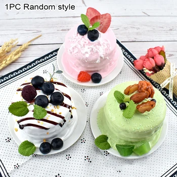 

Soft DIY Fruit Cake Simulation Model Birthday Party Home Decor Random Color Supermarket Desktop Ornament Displaying PU Realistic