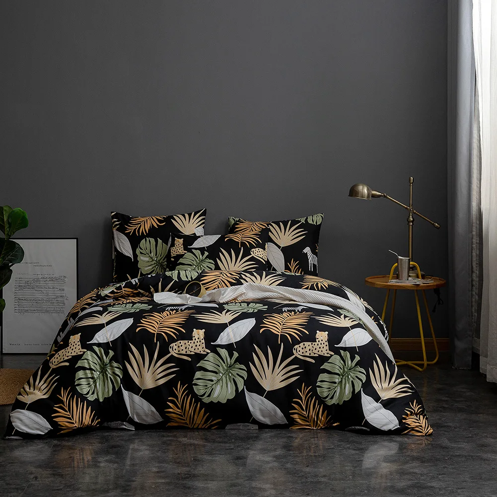 Image showcasing 2/3 Pieces Nordic Style Home Room Bedding Sets Bed Linen Duvet Cover ...