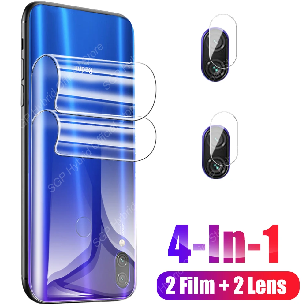 4In1 Full Back Protector Protective Hydrogel Film On For Xiaomi Redmi Note 7 6 Pro Note7 7S 7pro 6A 7A HD Soft Glass Camera Lens | Мобильные
