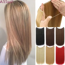 AILIADE 22 дюймов длинные светлые синтетические волосы термостойкие волокна шиньоны Рыбная линия Halo невидимые прямые волосы для наращивания