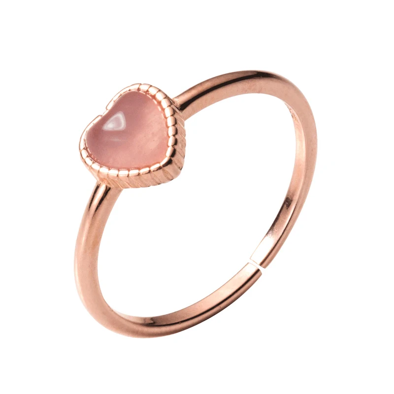 MloveAcc 925 Настоящее серебро 925 пробы розовое сердце золотистого цвета коктейльное открытие кольцо размер для женщин Девушка ювелирные изделия