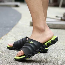 Нескользящие пляжные шлепанцы для мужчин; модная повседневная Массажная обувь в стиле пэчворк; мягкая мужская домашняя обувь из ЭВА; летние тапочки на плоской подошве для отдыха