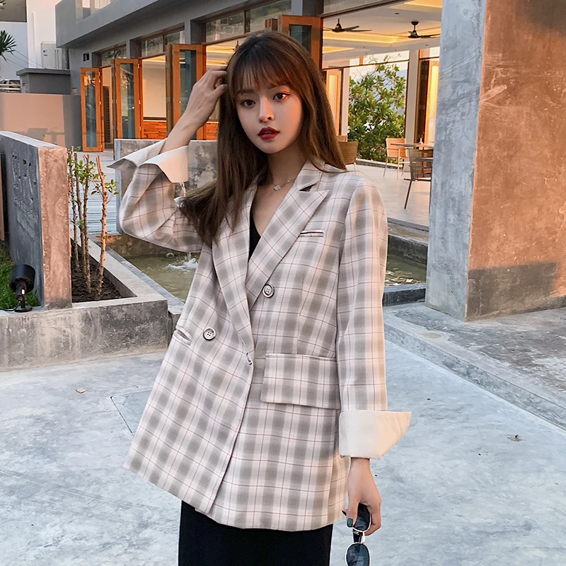 Блейзер Женский винтажный двубортный с карманами ретро-костюмы | Женская одежда