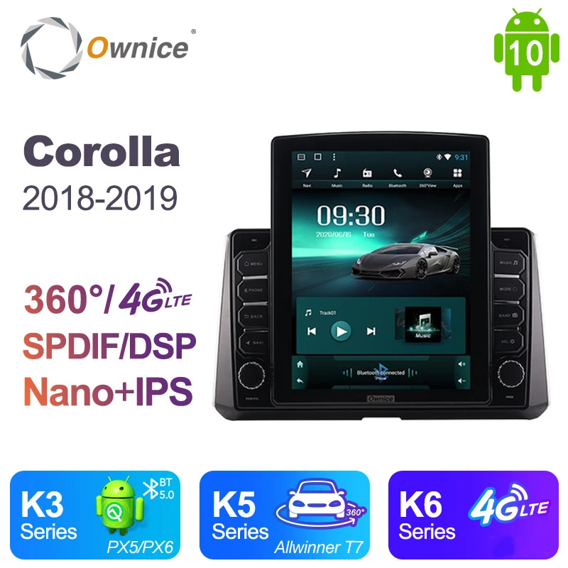 Автомобильный DVD-плеер Ownice DSP 2din Android 10 0 4G LTE для Toyota Corolla 2018 - 2019 GPS Navi Map Wifi Bluetooth 5 RDS