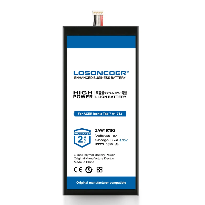 LOSONCOER ZAW1975Q 6350mAh Tablet Battery for ACER Iconia Tab 7 A1-713 A1-713HD 1/ICP3/6 1/127 LZ ZWA1975Q