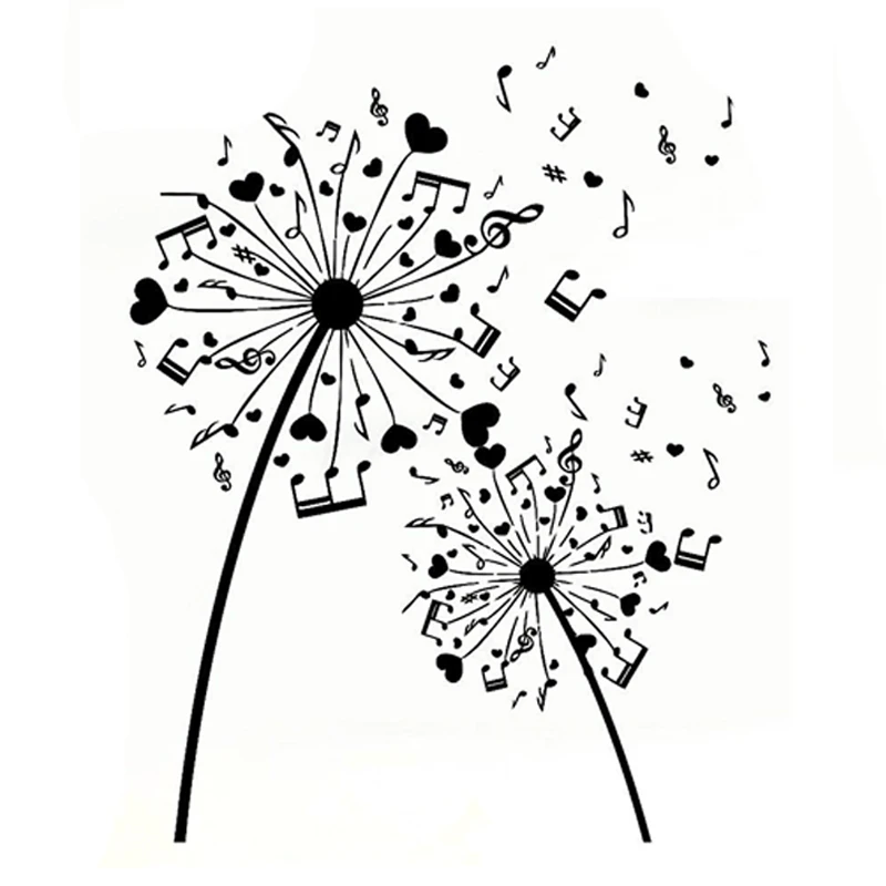 

Car Sticker Fashion Fun Music Dandelion Decorative Silhouette Car PVC Sticker 19.6cm*15.8cm