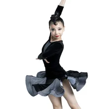 Новинка г.; осенний Детский костюм для латинских танцев; тренировочная одежда для девочек; танцевальное платье для соревнований и профессиональных выступлений; GDR742