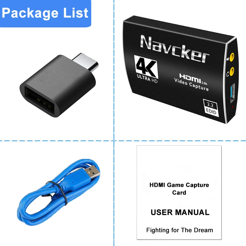 2023 USB3.0 HDMI 4K60Hz Video Capture HDMI to USB Video Capture Card Dongle Game