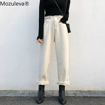 

Mozuleva Vintage High Waist Women Denim Jeans Streetwear Straight Women Jeans Autumn Winter Loose Female Long Pants Trousers