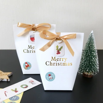 

24 Sets Christmas 1-24 Advent Calendar Cookie Candy Cartons with Tags Clips GXMA