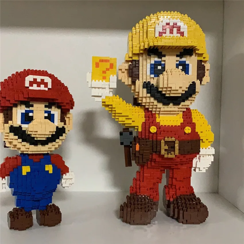 

2 Styles Super Mario Diamond Particles Doll Bricks Diamond Building Blocks Toys Red and Cowboy Mario Children Christmas Gift
