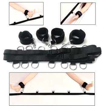 BDSM Bondage Set Flirting Handcuffs Neck Ankle Erotic Under Bed Bondage Bedroom Restraint Adult Sex Toys For Couples Slave Games 2