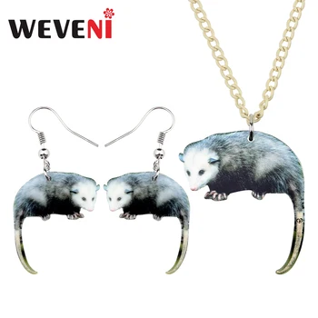 

WEVENI Acrylic Grey Latin America Possum Necklace Earrings Jewelry Sets Novelty Fashion Kid Teens Charms Party Gift Accessory