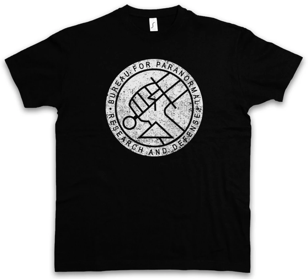 Новинка 2019 года футболка BUREAU FOR PARANORMAL RESEARCH AND DEFENSE BPRD с логотипом Hellboy летняя