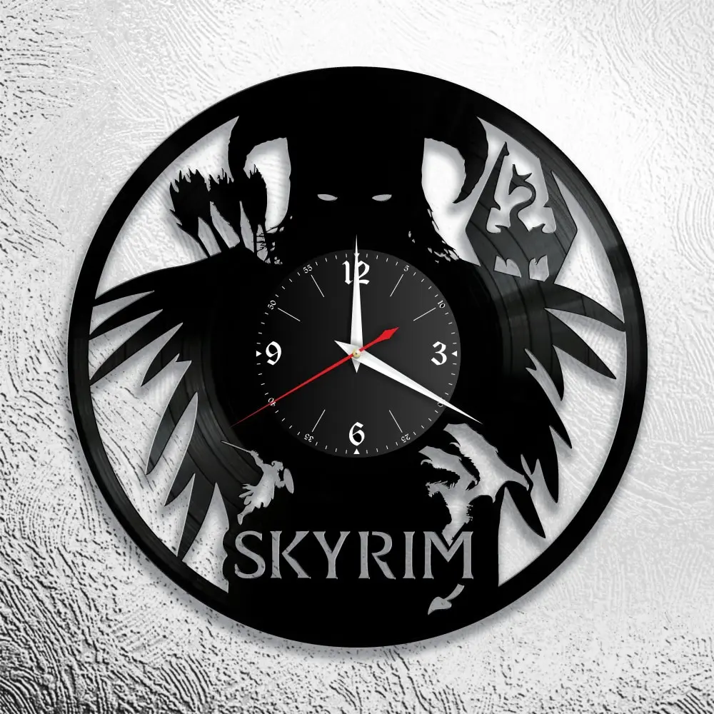 Часы из виниловой пластинки Skyrim Скайрим декор комнаты настенные | Дом и сад