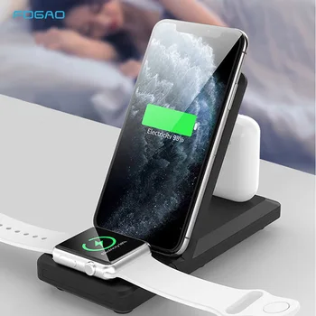 

FDGAO Foldable 3 IN 1 Wireless Charger for Apple Watch 5 4 Airpods Pro 15W Fast Charging Stand Pad For Samsung S20 S10 Note 10 9