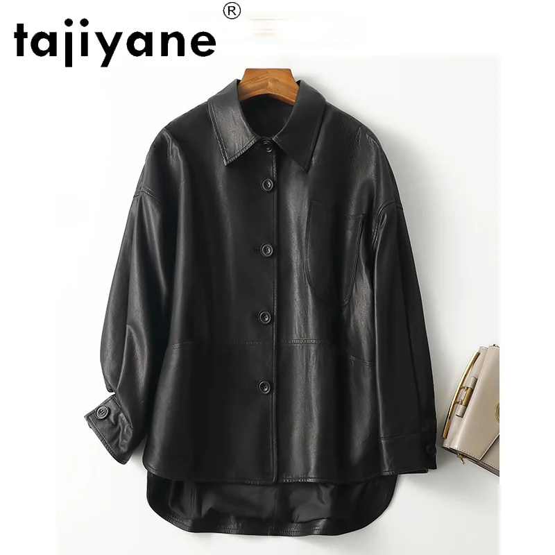 

Tajiyane Real Sheepskin Coat for Women Genuine Leather Clothes 2021 Autumn Loose Casual Shirt Female Street Style Shirts HLY76