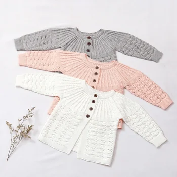 

Newborn Cute Coats Jacket Baby Girls Clothes Solid Knitted Long Sleeve Sweater Cardigan Tops Princess Jacket