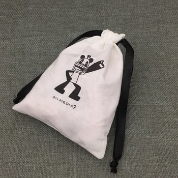 

50PCS Custom Logo Jewelry Pouch Pure Cotton Packaging Gift Bag Makeup Necklace Bracelet Bead Storage Pouch 10x13/12x16/15x20cm