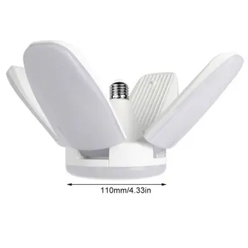 

LED Garage Lights Foldable E27 Bulb 4 Adjustable Fan Blades Deformable Ceiling Lighting 6500K AC85-260V for Workshop Warehouse