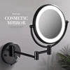 Bathroom Mirror Black Brass Dual Side LED Light Cosmetic Mirror Extending Folding Wall Lamp Magnification 3/5/10X Makeup Mirrors 1