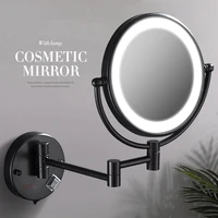 Bathroom Mirror Black Brass Dual Side LED Light Cosmetic Mirror Extending Folding Wall Lamp Magnification 3/5/10X Makeup Mirrors 1