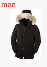 men black Канада Goode зимняя куртка мужская белая куртка на утином пуху Мужская парка средней длины утепленная парка с меховым капюшоном Верхняя одежда куртка пальто - Color: men black