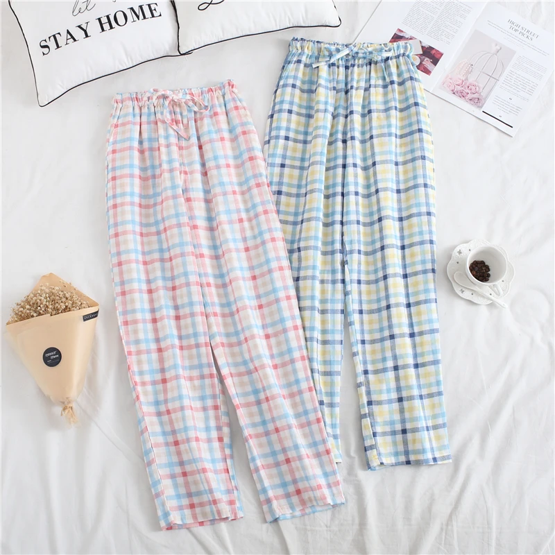 Pure Cotton Double Layer Gauze Anti Mosquito Pants Adult Thin Sleep Women's Spring And Autumn Casual Loose-Fit Plai | Женская одежда