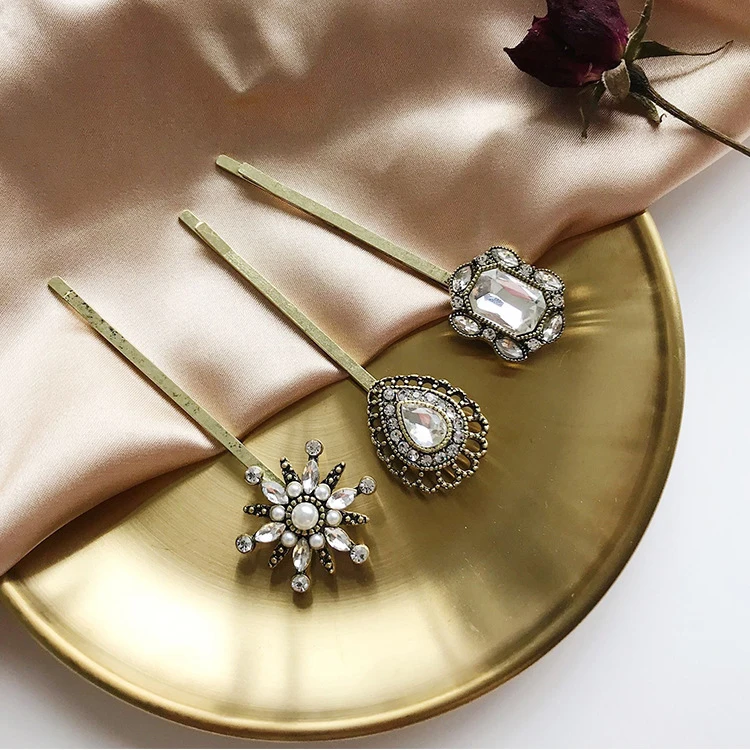 

New Vintage Clear Crystal Rhinestone Star Water Drop Shape Long Barrettes For Women Girls Fashion Hair Accessories Hairclips