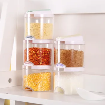 

5pcs Creative Transparent Stackable Seasoning Cans Kitchen Spice Rack Condiment Bottles Pepper Shakers Box Salt and Pepper Box