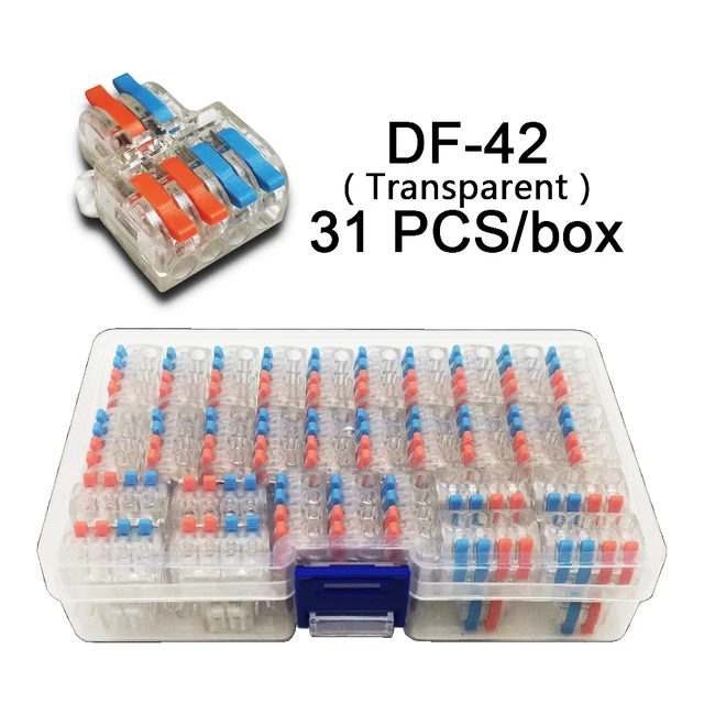 Mini Fast Boxed Wire Connector 2-2M DF-42/62 Compact Conductor Spring Wiring Connector Conductor Push-in Terminal Block DF-42 T 31PCS
