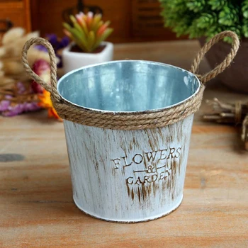 

Small Retro Iron Flower Bucket Flower Plant Pot Succulent Plant Holder Bonsai Pot Vintage Balcony Home Garden Decoration 2pcs