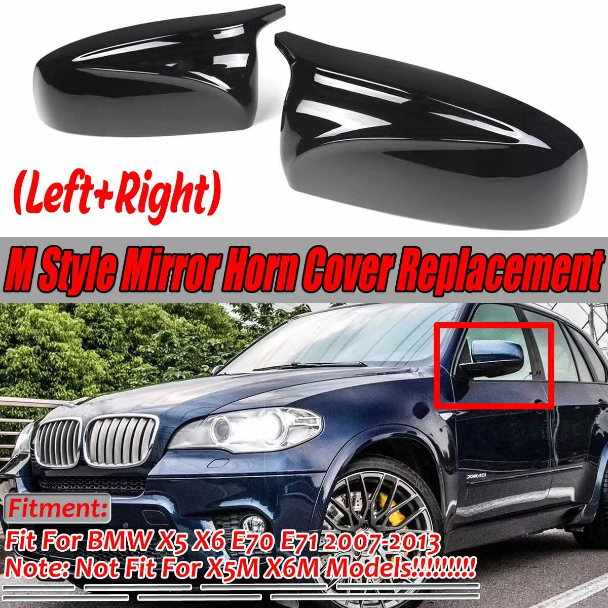 Fit For BMW X5 X6 E70 E71 2008-13 Real Carbon Fiber Car Door Speaker Ring Cover